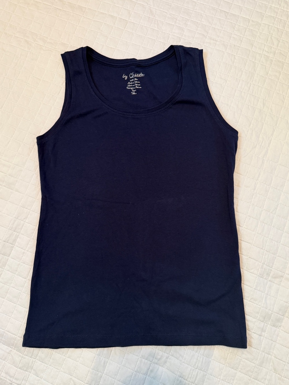 Chico's Solid Navy Scoop Neck Tank Top